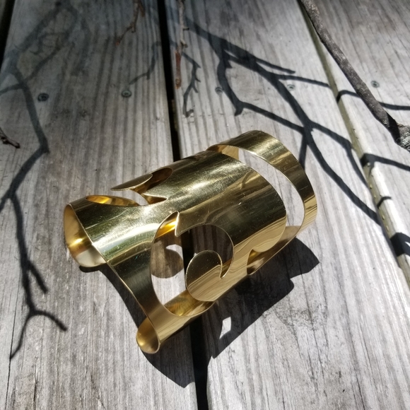 Brass designer big upper arm armlet bracelet - Picture 2 of 3